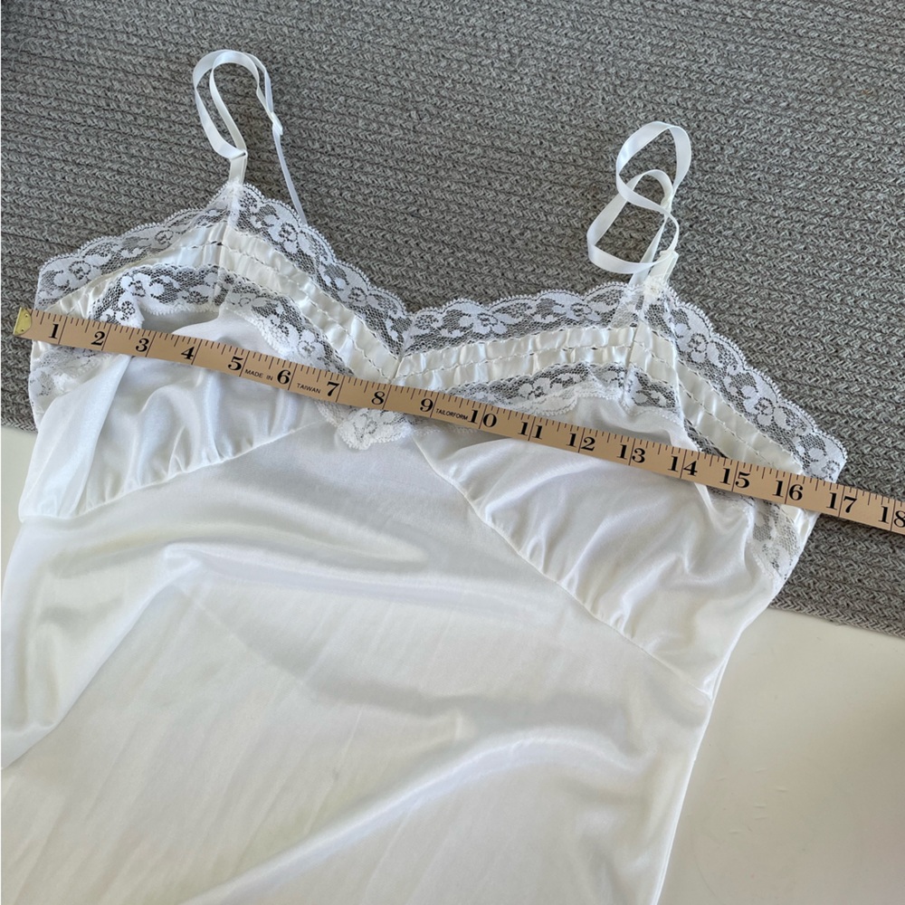 Vintage Met Lin White Lace Chemise Nightgown Slip Dress Size 36 Medium - Picture 7 of 12